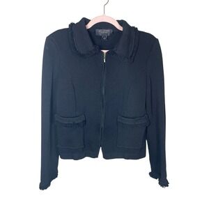 St. John Black Fringed Blazer